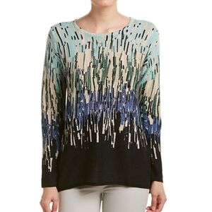 Nic+Zoe Glowing Edge Linen Blend Sweater Size Large Petite